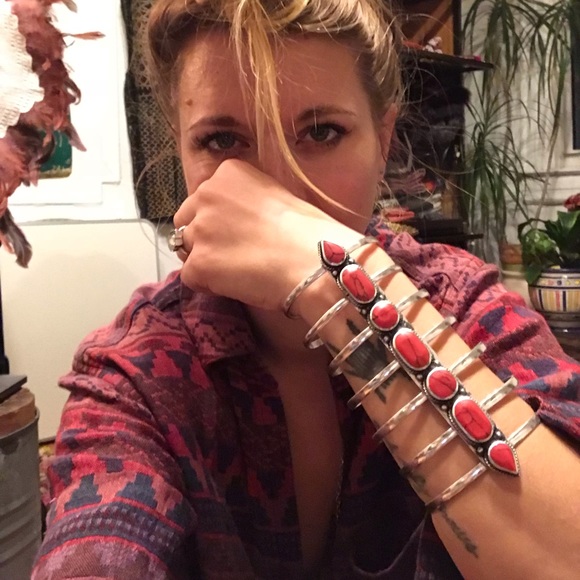 Boho tribal arm band cuff stone erykah badu style - Picture 2 of 2